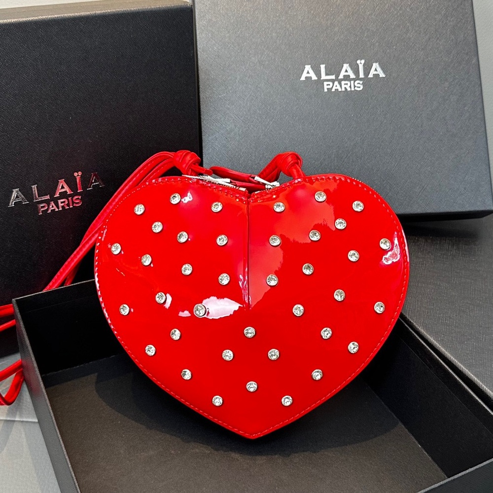 ALAIA Coeur Red Heart Studded Mini Bag